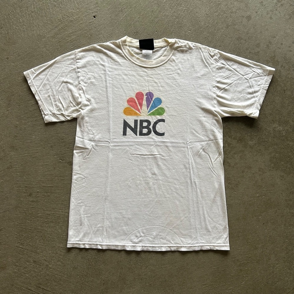 Vintage 90s NBC Shirt Size Medium White NBC‎ Sports News Logo